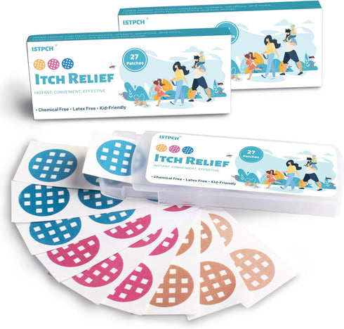 Itch Relief Patches 54 Patches, Natural Bite Relief Stickers, Instant Effect, Reduces Itch & Swell, Kid Friendly (3 Color)...