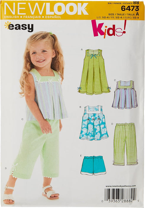 New Look Sewing Pattern 6473 Toddler Separates, Size A (1/2-1-2-3-4)...