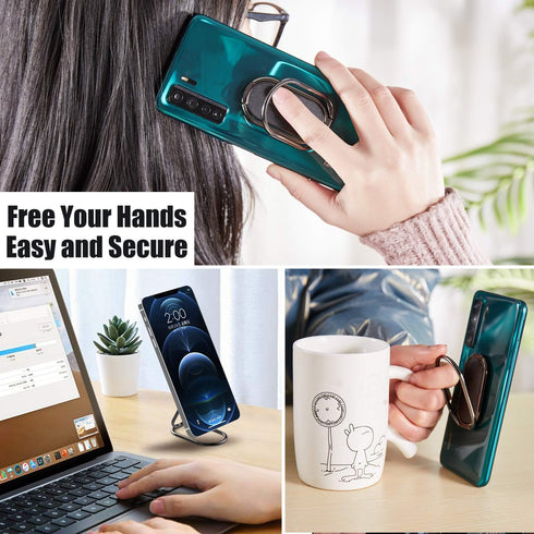 Phone Ring Holder Finger Kickstand Foldable Cellphone Stand 360° Degree Rotation Metal Ring Grip Holder for Magnetic Car Mount Compatible with iPh...