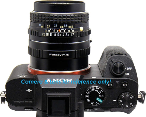 Fotasy PK Lens to E Mount Adapter, K Mount E Adapter, PK Lense to E, Compatible with K-Mount Lens Sony a7 a7R a7s II III IV a9 a7c Alpha 1 a6600 a...