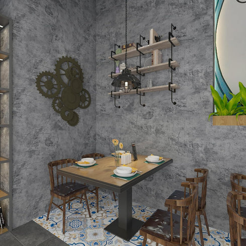 Concrete Wallpaper Cement Contact Paper Dark Grey Wallpaper Peel Stick Countertops 15.75" x 118.11" 3D Rustic Industrial Style Waterproof Removabl...