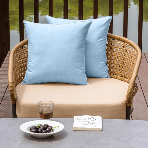 NiNi ALL Outdoor Waterproof Throw Pillow Covers Set of 2 Decorative Farmhouse Garden Pillowcase Solid Cushion Cases for Patio Tent Couch 18x18 inc...