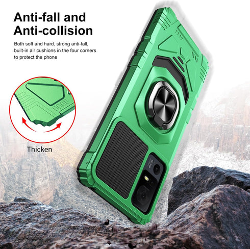 Customerfirst for TCL 40-XE 5G Phone Case, with Tempered Glass Screen Protector, Ring Kickstand for Magnetic Car Mount, Military Grade, Heavy Duty...