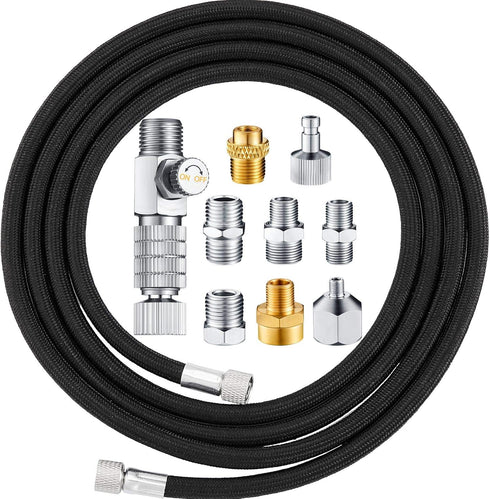 10 Pieces Airbrush Hose 6ft Nylon Braided Hose with Quick Release Disconnect Coupler, Airbrush kit for Air Compressor and Adapter...