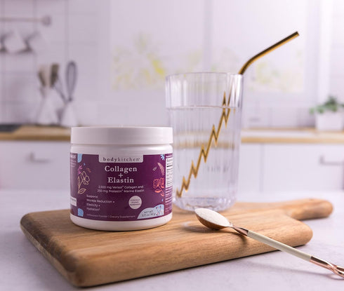 Body Kitchen Collagen and 250 mg Elastin Supplement to Aid Signs of Aging, Support Skin Health & Elasticity, Fewer Wrinkles, Unflavored Powder, Ta...