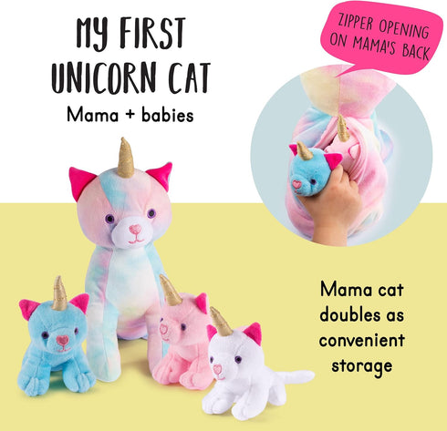 Stuffed Mommy Kitty Unicorn with 3 Kittens in her Tummy | Plush Unicorn Cat | Unicorn Stuffed Animals | Stuffed Animal Family | Stuffed Animal Mom...