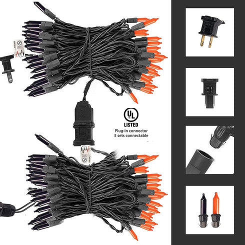 Purple and Orange Halloween Lights, 20FT 100 Count Incandescent Halloween Mini String Lights, Waterproof Halloween Decorations for Outdoor Indoor ...