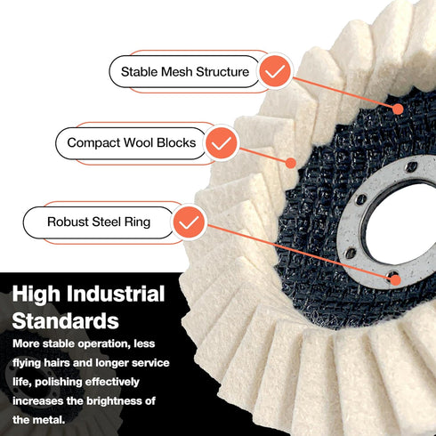 5 Pack Felt Flap Disc Abrasives 4-1/2" x 7/8" Arbor, Wool Polishing Wheel Disc Buffing Wheel for Angle Grinder...