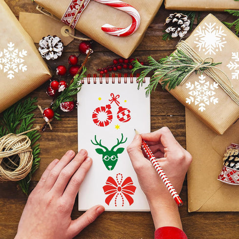 100 Pieces Christmas Stencils?3x3in and Reusable Painting DIY Template for Painting on Wood Ornaments DIY Crafts Fabrics Window Christmas Decorati...
