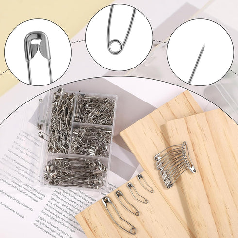 160pcs Curved Safety Pins, 4 Sizes Quilting Basting Pins Bent Safety Pins Sewing Safety Pins Assorted Accessories for Crafting Quilting Knitting S...