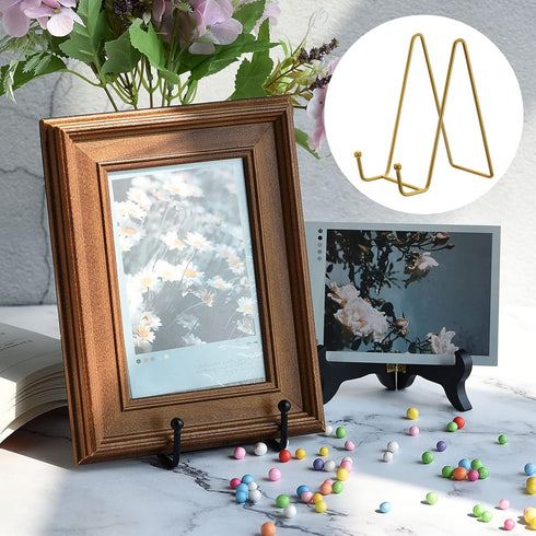 uxcell Plate Stand for Display, 3Pcs 6 Inch Iron Easel Plate Holder Display Stands Metal Decorative Plates for Picture Photo Book, Gold...