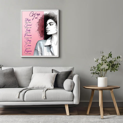 Posterizer 1 pcs-God says i'm strong and unique-Bible verse-Religious Posters-Inspirational Women's Art-Gifts for Christians-Decor for Home & Offi...