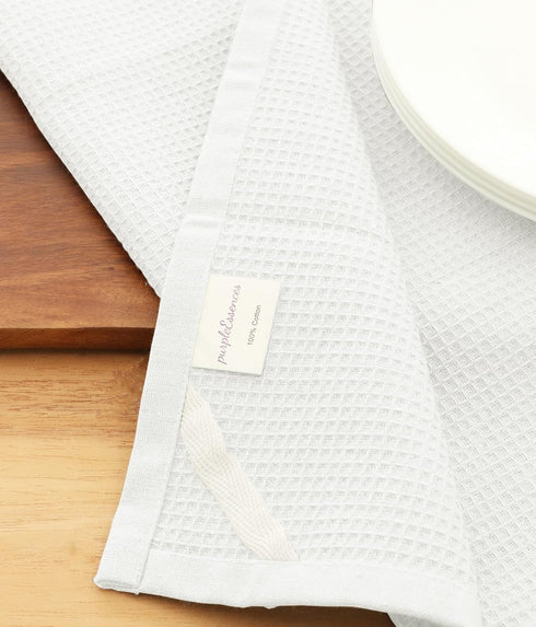 PurpleEssencs Waffle Weave Kitchen Towel, 100% Cotton - 15 x 25 Inches, with Hanging Loop Ultra Soft Absorbent Quick Drying Dish Cloth, Tea and Ha...