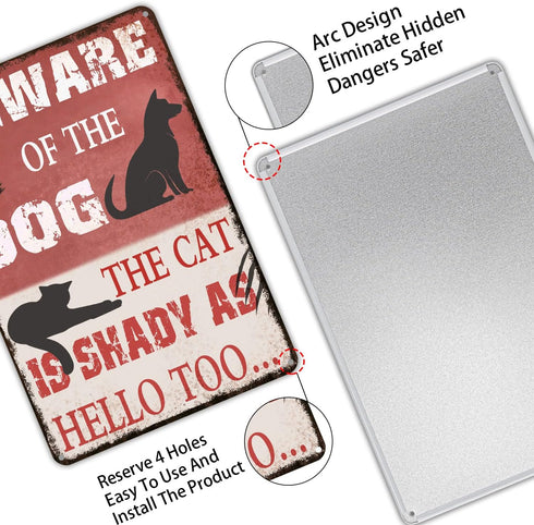 Beware of The Dog Tin Sign Funny Dog Warning Metal Signs Dog Signs for Yard Fence Guard Dog Sign Outdoor Decor 8x12 Inches...