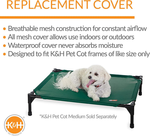 K&H Pet Products Original Pet Cot All Season Replacement Cover (Cot Sold Separately) Green Medium 25 X 32 Inches...