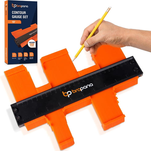 Ultimate 10 Inch Contour Gauge Tool - Easily Replicate Odd Shapes with Metal Locking Mechanism for Precise Accuracy and Adjustable Tightness - Ide...
