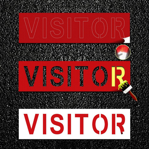 2 Pieces Visitor Parking Stencils with Self-Adhesive,4 Inch Visitor Pavement Marking Letter Sticker Stencil,6" x 22" Visitor Sign Spray Painting S...