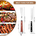 2 Pieces Meat Fork Stainless Steel Carving Fork with Wood Handle Cooking BBQ Grill Steak Tool for Kitchen Barbecue Serving Cooking Grilling Roasti...