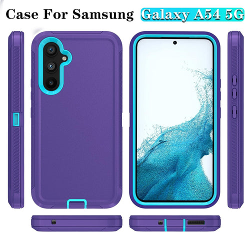 Qinmay for Galaxy A54 5G Case,Samsung Galaxy A54 5G Case with HD Screen Protector (2 Pack),Samsung A54 5G Case Durable Shockproof 3-Layer Heavy Du...