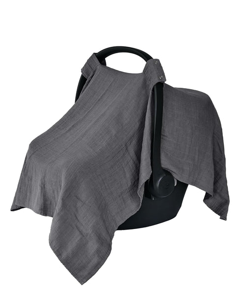 Denmark - Muslin Baby Car Seat Cover for Boys and Girls – 100% Organic Cotton Car Seat Canopy with Perfect Fit for Baby Carrier - 43 x 31 (Soft Gr...