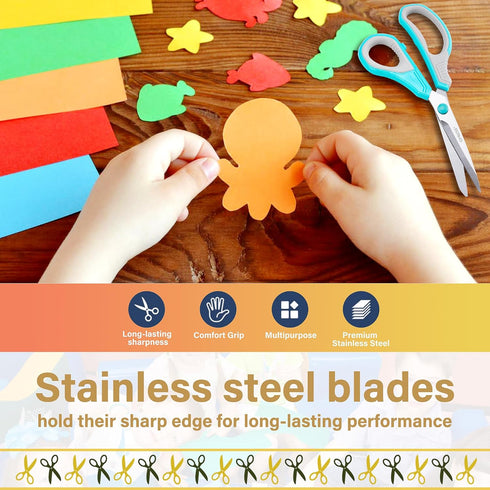 QMVESS 8.5" Scissors All Purpose 3 Pack, Ultra Sharp Multipurpose Blade Shears, Professional Ergonomic Comfort Grip Scissors for Office School Hom...