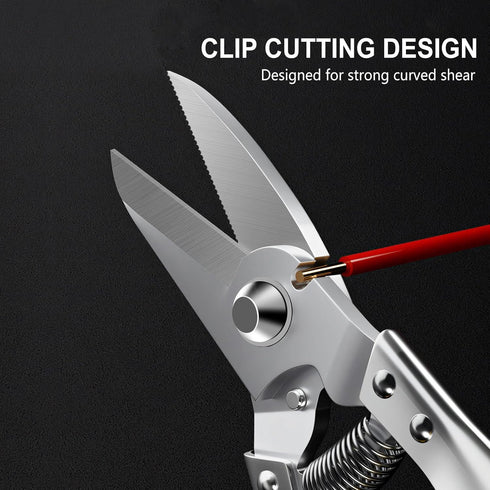 Heavy Duty Scissors, Cardboard Scissors, with Finely Serrated High Carbon Stainless Steel Blades- easy Cuts Electrical Cable Notch, Gardening Prun...