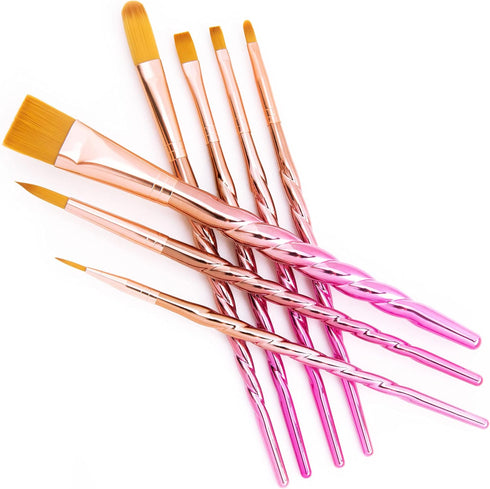 Royal & Langnickel Mythos, 7pc Unicorn Variety Craft Brush Set for All Painting Mediums, Includes - Filbert, Shader, Oval Wash, Round & Wash Brush...