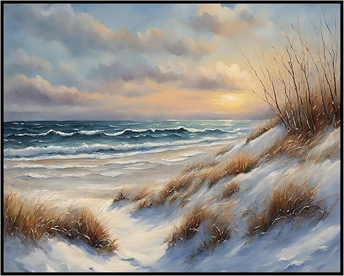 Posterizer 1 pcs-snowy winter nature scene in oil painting style-8-Landscape & Nature Art-GIft for Men Women Teens-Living Room Bedroom Decor- unfr...