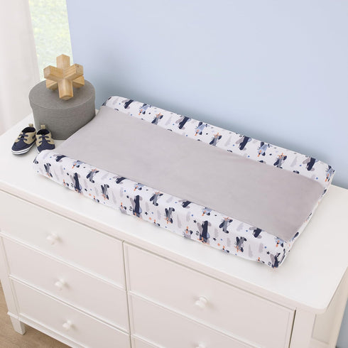 Little Love by NoJo Soar High Little One Gray, Navy, Light Blue, and White Airplanes Contoured Changing Pad Cover...