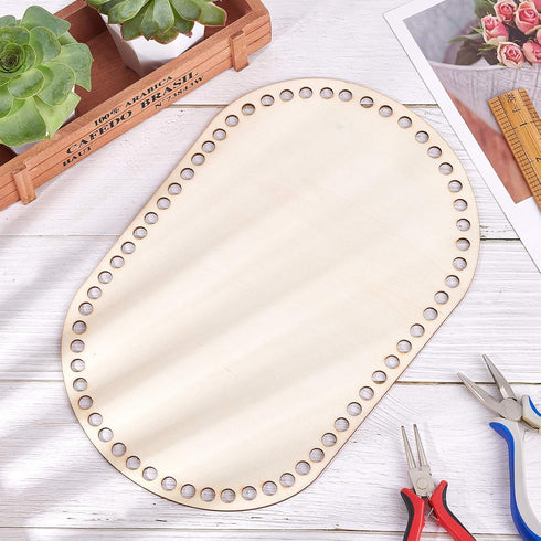 PH PandaHall Wooden Basket Bottom, 11.8 x 7.6 Inch Oval Wooden Base Shaper Blank Crochet Base for Thick Yarn DIY Knitting Basket Weaving Supplies ...