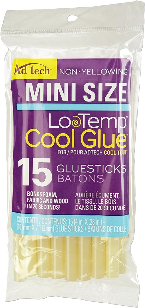 AdTech Ultra Low Temp Cool Glue Sticks, Mini 4-Inch – 15-Pack for Safe Crafting & DIY, Fast Bonding, Ideal for Delicate Materials, Fits Low Temp M...