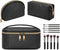 KTMOUW Makeup Bag 3 Pcs Waterproof Cosmetic Bag Set with 10 Makeup Brushes Portable Travel Cosmetic Bag Multifunction Organizer Storage Bag Weave ...