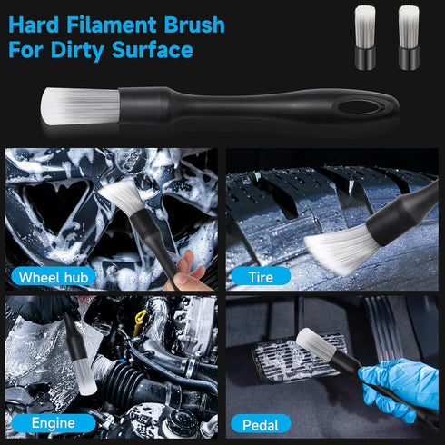 9 Pcs Car Detailing Brush Set No Scratch for Clean Interior or Exterior, Dashboard, Air Vent, Leather Seats, Emblems, Tires, Engine Bay (6 PCS Rep...