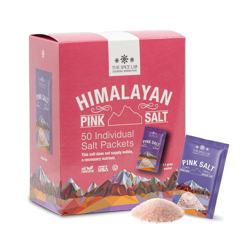 The Spice Lab Himalayan Pink Salt - Fine - 50 Salt Packets- Gourmet Pure Crystal - Pink Himalayan Salt is Nutrient and Mineral Dense for Health - ...