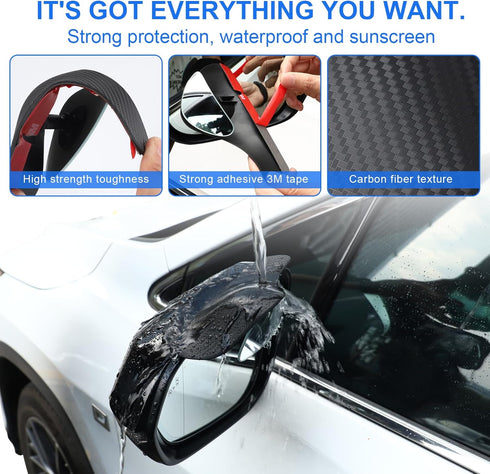 LivTee Blind Spot Mirror with Side Mirror Rain Guard, Carbon Fiber 2-in-1 Side Mirror Covers Kit with Wide Angle Adjustable Stick for Cars SUV and...