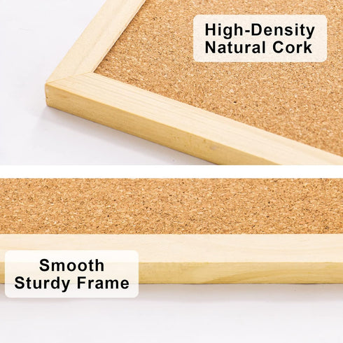 2 Pack Cork Board Bulletin Board, 15.7"X 12" pin Boards for Walls, Oak Wood Finish Frame, Wall Mounted Cork Board for Office Home and School(Pins,...