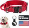 Tactical Dog Collar Military Dog Collar Adjustable Nylon Dog Collar Heavy Duty Metal Buckle with Handle for Dog Training,with Patches (Red, M)...