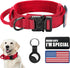 Tactical Dog Collar Military Dog Collar Adjustable Nylon Dog Collar Heavy Duty Metal Buckle with Handle for Dog Training,with Patches (Red, M)...