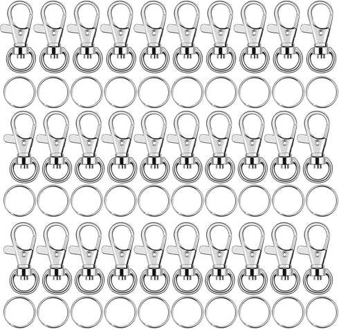 Key Chain Swivel Hooks, Anezus 200pcs Keychain Hardware Metal Swivel Snap Hook Lanyard Clips Hooks with Keychain Rings for Keychain Hardware and L...