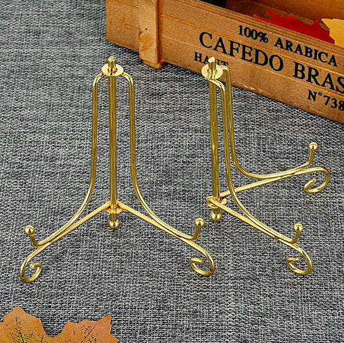 LIONWEI LIONWELI 4 Inch Gold Iron Plate Stand Holder Easel Display Stand for Plate?Picture?Photo and More,4 pcs....
