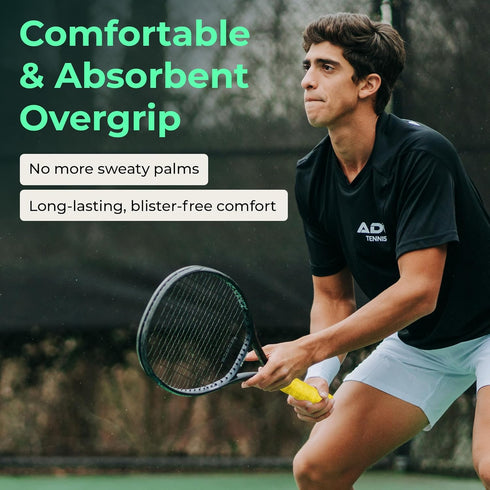 ADV Dry Tennis Overgrip Tape - 12-Pack - FeltTac Tennis Racket Grip Tape - Ultra Absorbent Tennis Grip Tape - High Velvety Comfort Tennis Racket G...