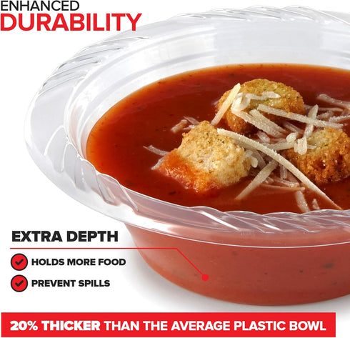 40 Pack 12 oz Elegant Clear Plastic Bowls for Parties Small Disposable Bowl for Fancy Dinner or Cocktail Party, Soup and Salad, Thick and Sturdy...
