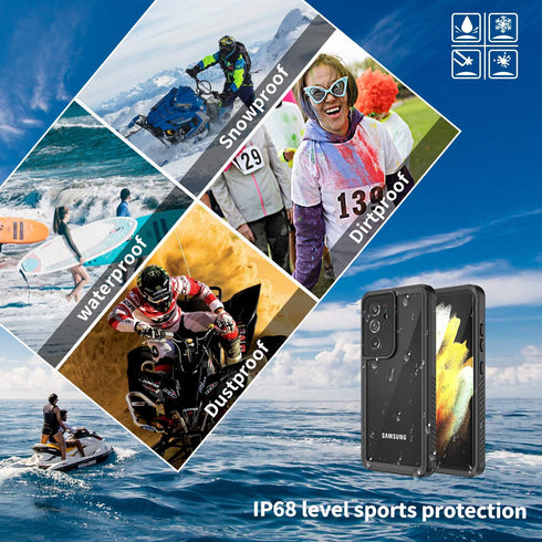 for Samsung Galaxy S21 Ultra 5G Case Waterproof IP68 Certified Dustproof Shockproof Snowproof Built-in Screen Protector for Galaxy S21 Ultra 6.8" ...