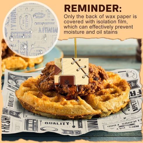 Newsprint Wax Paper Sheets Newspaper Theme Food Wrap Paper Grease Resistant Tray Liners Waterproof Wrapping Tissue Food Picnic Paper for Home Kitc...