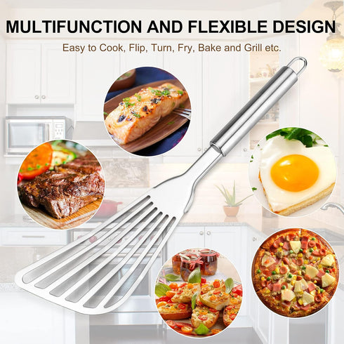 2-Piece Premium Fish Spatula Set, Big Size Stainless Steel, Thickness Blade Turner for Cooking, Flipping, Frying and Grilling...