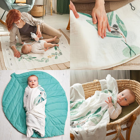 Baby Milestone Blanket | Cotton Muslin Blanket | Monthly Milestone Blanket for Baby Boy or Girl, Unisex | Newborn Baby Shower Present for New Mums...