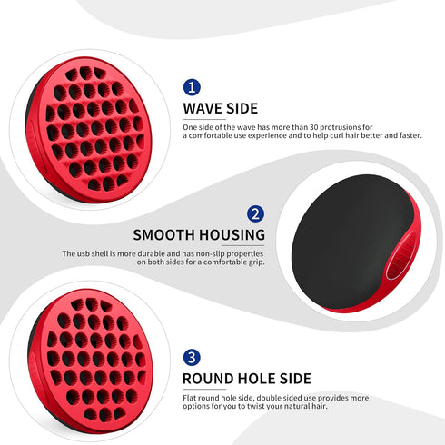 Silicone Curl Brush,Africa Comb,Magic Curly Hair Brush Twist Hair,Afro Pick,Men Women Boys Girls Wave Curler Tool,1 Set (Red)…...