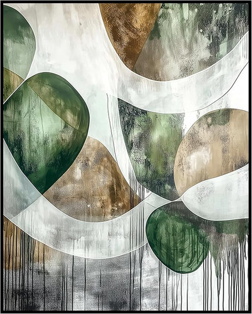 Posterizer 1 pcs-chic modern abstract shapes poster-green gold and black art 1-Abstract & Modern Art-Collectibles & Fine Art-Chic Home Decor- unfr...