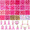 820PCS+ Breast Cancer Awareness Beads Charms for Jewelry Making, Enamel Pink Ribbon Charms Assorted Pink Loose Beads Letter Beads for Bracelet Nec...