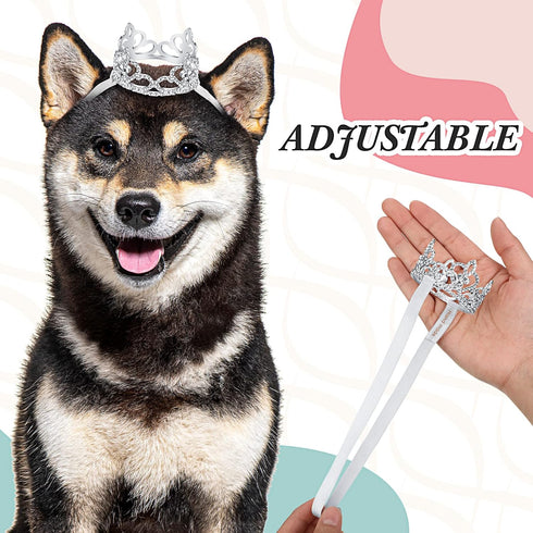 2 Pcs Dog Crown Headband Dog Tutu Dress Set Crystal Rhinestone Dog Tiara Crown Tutu Skirt Dog Dress Cute Pet Costume for Puppy Dog Birthday Party ...